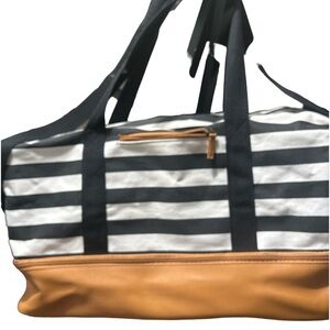 Black/white striped weekender bag 20long and 14 deep
